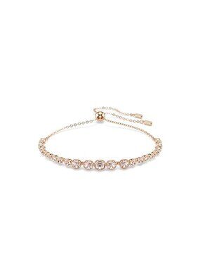 Tennis Bracelet Pink Crystal Rose Gold Tone Stackable Gift